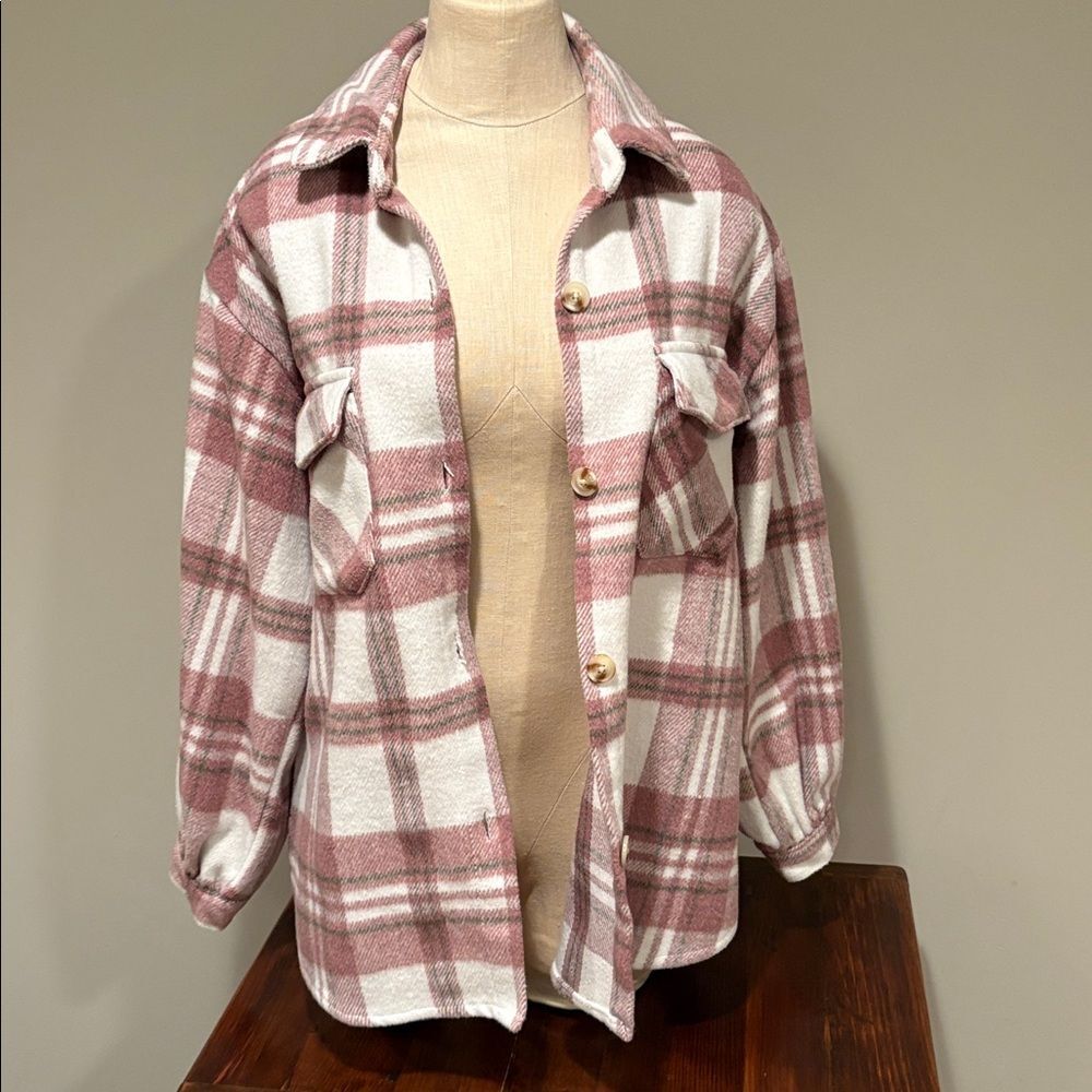 Mud Pie Highland Plaid Womens Oversized Shacket Size S - Picture 2 of 10
